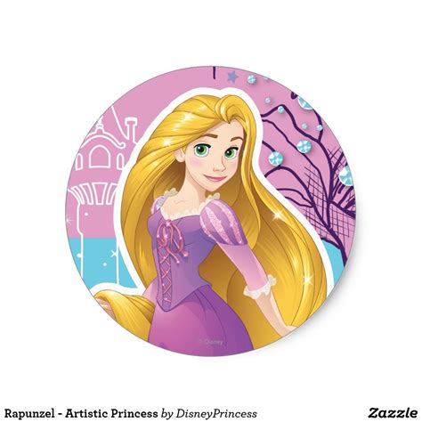 Rapunzel Artistic Princess Classic Round Sticker Disney Sticker Rapunzel Disney