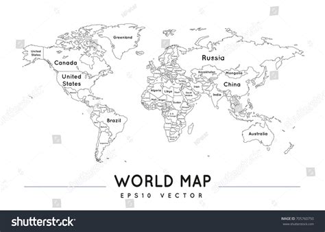 World Map With Borders And Names