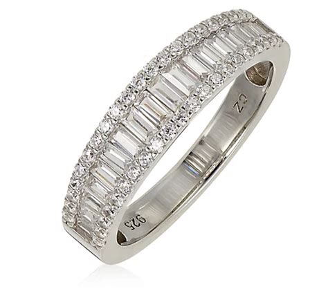 Diamonique 124ct Tw Tapered Baguette Ring Sterling Silver Qvc Uk