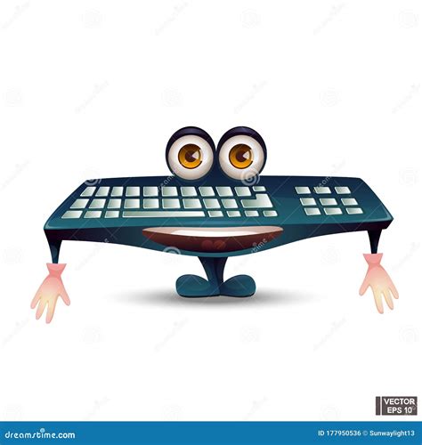Cartoon Character Computer Keyboard With Big Eyes Stock Illustration