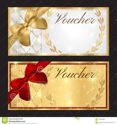 Voucher T Certificate Coupon Template Stock Vector