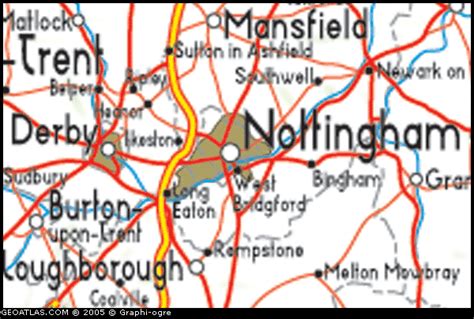 Nottingham Map Political Regional United Kingdom Map Regional City