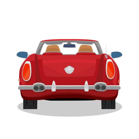 Red Cartoon Car Back View Design Flat Vector Illustration Illustrations