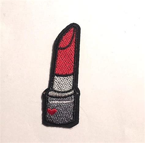 Fashion Red Lipstick With Tiny Heart Iron Onsew On Embroidered