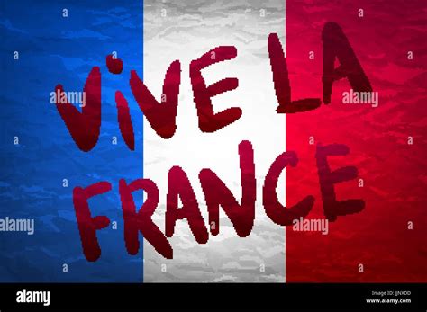 Vive La France Handgemalte Nationalflagge Vektorgrafiken Stock