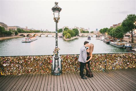 Elegant Brazilian Couple Kiss Beautifully On The Love Locks Bridge In