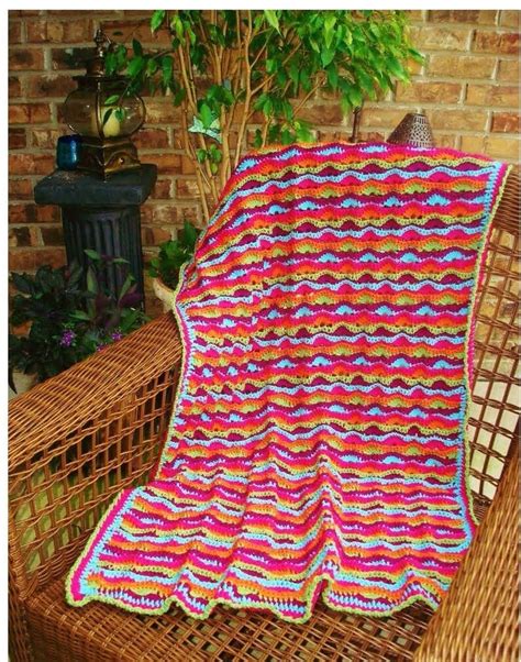 Vibrant Waves Blanket Throw Afghan Crochet Pattern Etsy
