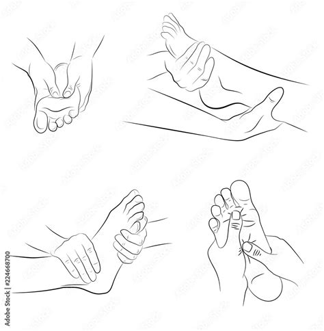 Foot Massage Hand Movements For Feet Massage Medical Recommendations Vector Illustration