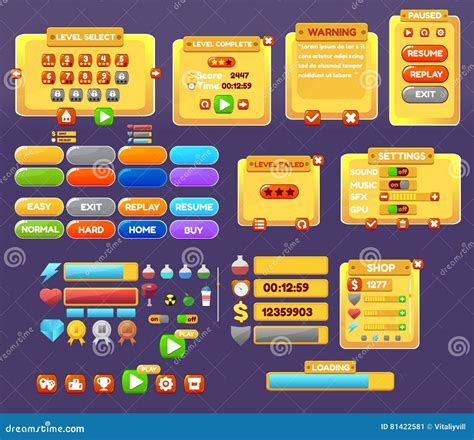 The Elements Of The Game Interface Stock Vector Illustration Of