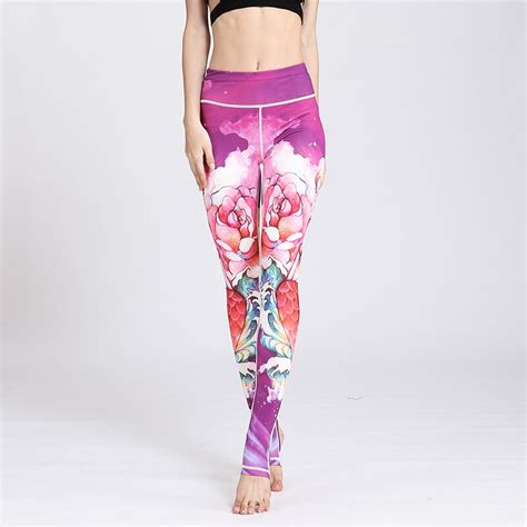 Women Sexy Mermaid Print Yoga Pants Elastic Fitness Gym Pants Printed Dry Fit Sport Workout