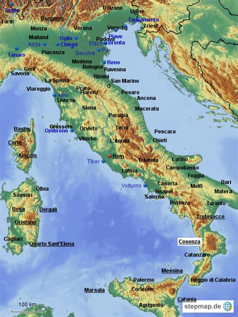 Die kanaren wurden von deutschland erneut zum corona risikogebiet erklärt. StepMap - Italien, Städte und Flüsse - Landkarte für Italien