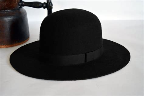 Round Crown Fedora The Indian Black Wide Brim Hat Men Women Wool Felt