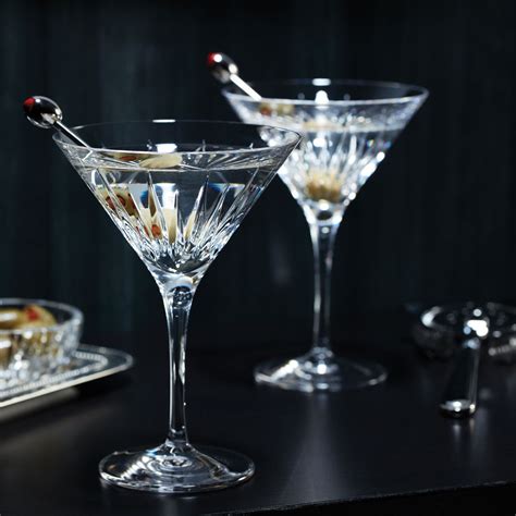 Reed And Barton Crystal Soho Martini Pair With Olive Picks