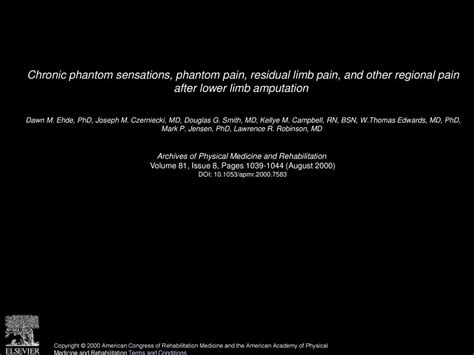 Chronic Phantom Sensations Phantom Pain Residual Limb Pain And Other