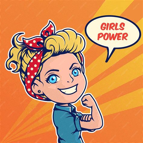 Premium Vector Cute Girls Power Pop Art Vintage Character