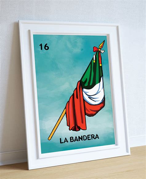 La Bandera Loteria Art Print Mexican Flag Pop Art Canvas Art Etsy