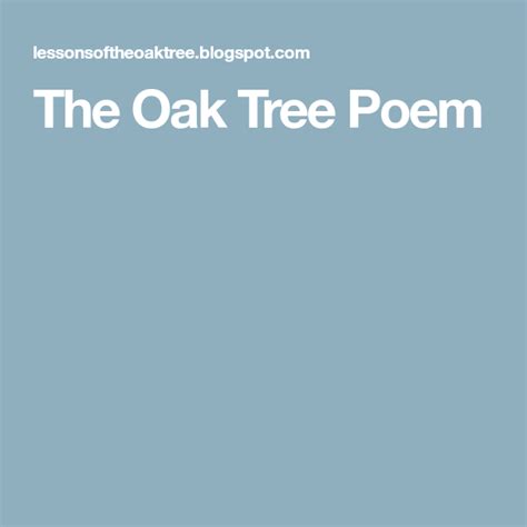 The Oak Tree Poem Tree Poem Oak Tree Tree