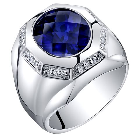 Oravo Mens 6 Ct Created Sapphire Octagon Signet Ring In Sterling