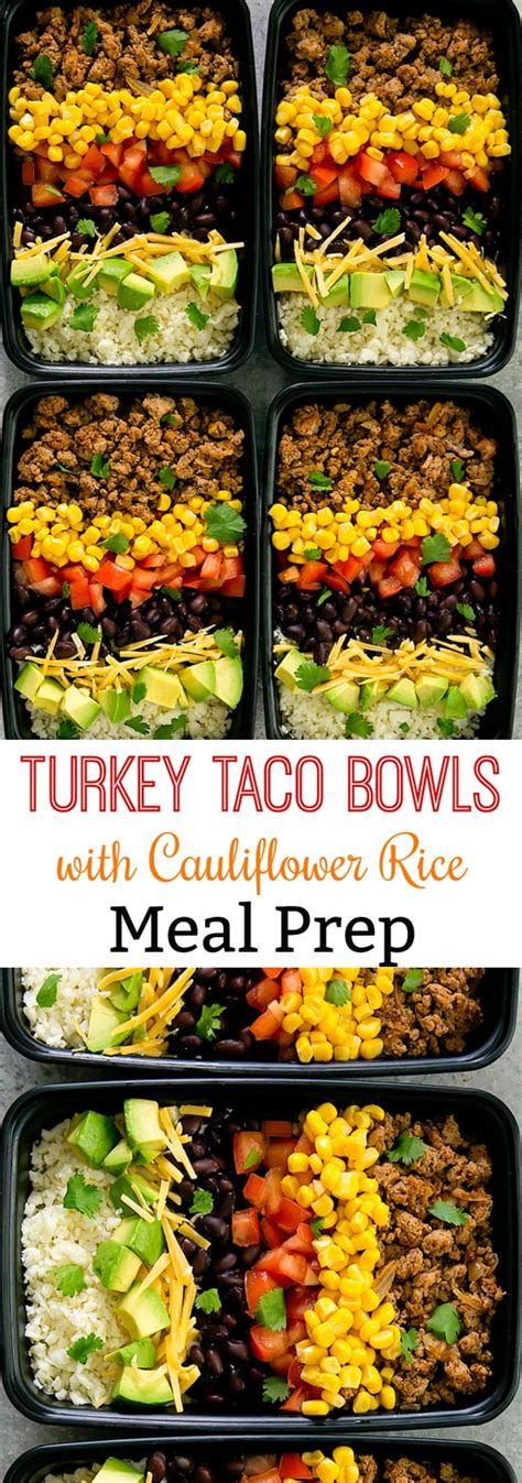 Turkey Taco Bowls With Cauliflower Rice Kirbie S Cravings