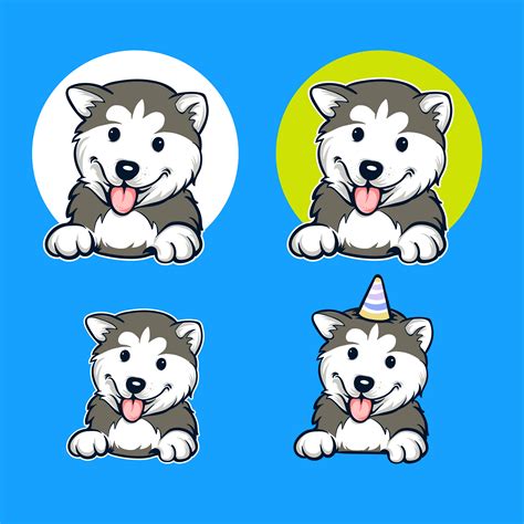 Husky Dog Cartoon Set 1133208 Vector Art At Vecteezy