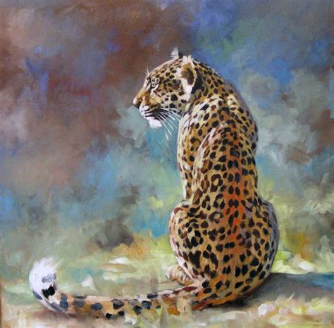 Spots In The Sun Leopard African Wildlife Oil Paintings By Okanagan