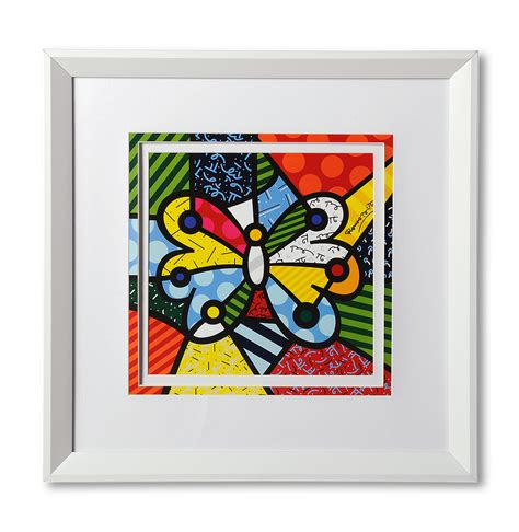 Britto Large White Framed Print Butterfly Artreco