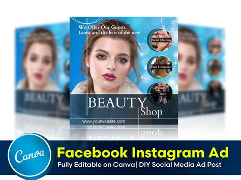 Beauty Facebook Instagram Ad Diy Canva Beauty Flyer Template Etsy