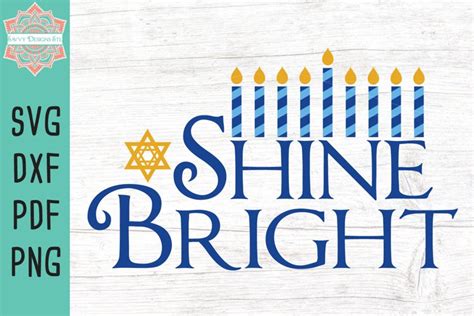 Shine Bright Menorah Hanukkah Candles Cut File Svg Dxf Pdf