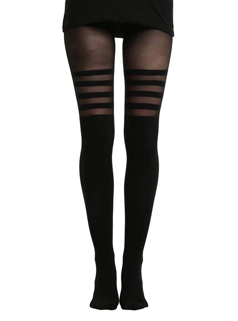 black stripes faux thigh high tights thigh high tights tights thigh high socks