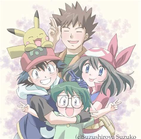 Ash May Brock And Max Pokémon Heroes Pokemon Characters Cute