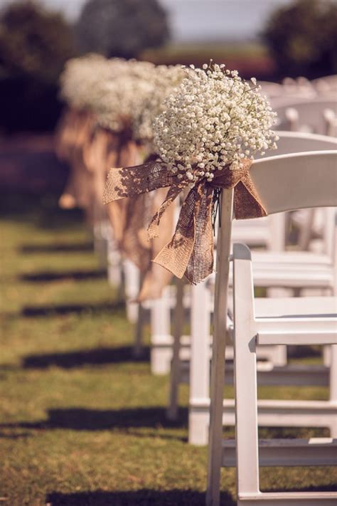 Rustic And Romantic Burlap And Peach Wedding Aisle Chair Décor Deer Pearl