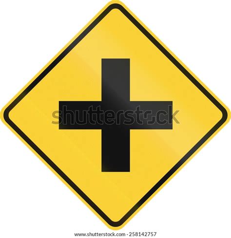Us Road Warning Sign Intersection Ahead Stock Illustration 258142757