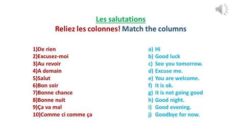 Les Salutations Reliez Les Colonnes Worksheet Live Worksheets