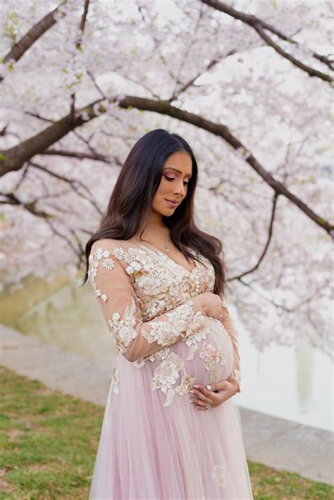 Blush Lace Maternity Dress For Photo Shoots Flower Lace Etsy