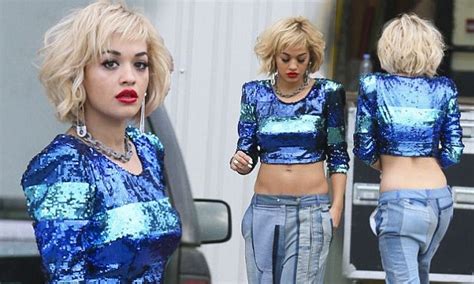 Rita Ora Bares Her Midriff And Very Bright Red Lips As She Shoots New
