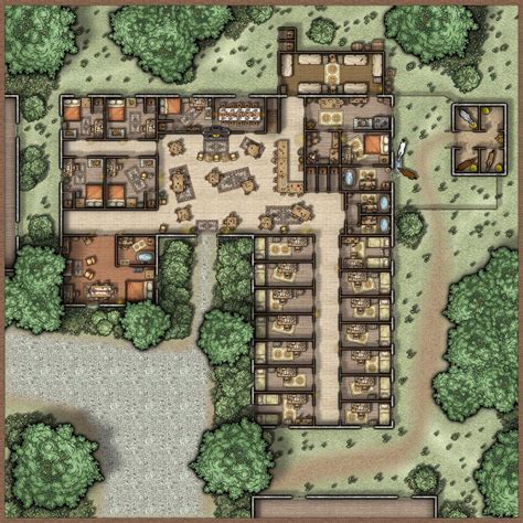 Riverine 2 Riveroak Tavern Dungeon Maps Fantasy City Map