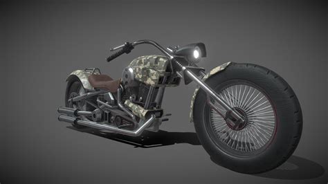 Motorcycle Chopper Military Buy Royalty Free 3d Model By Elcerilla