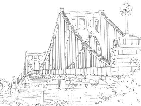 Line Drawing Of 1 Sister Bridge Line Drawing Bridge Drawing