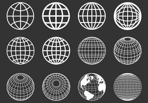 Outlined Globes Spheres Vector Set Seni Desain Grafis Inspirasi
