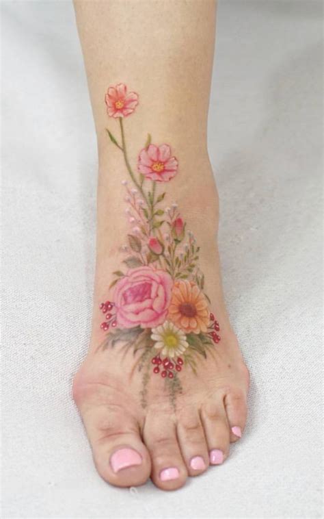 Watercolor Flowers ♡♡ Tattoos For Women Flowers Floral Foot Tattoo