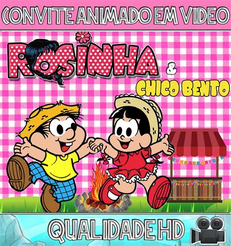 O fundo xadrez e as bandeirolas deixam sua foto em meio a essa festa popular. Convite VÍDEO Animado Chico E Rosinha Festa Junina Ou ...