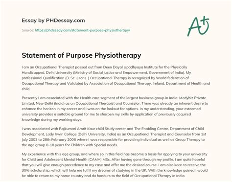 Statement Of Purpose Physiotherapy 300 Words