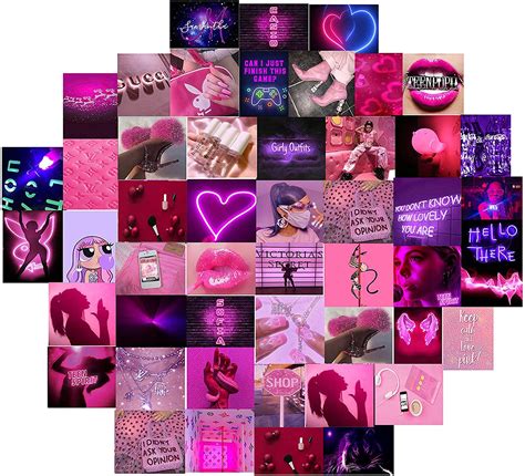 Buy 50pcs Aesthetic Wall Collage Kit 50 Set 4x6 Inch Pink Purple Vsco