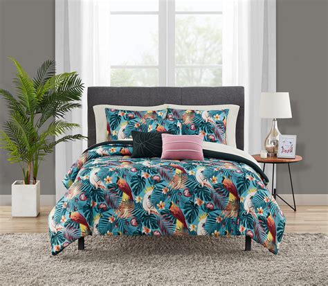 Mainstays Reversible Tropical Birds 10 Piece Bed In A Bag Bedding Set W