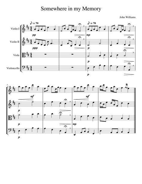Somewhere In My Memory John Williams Sheet Music For Violin Cello