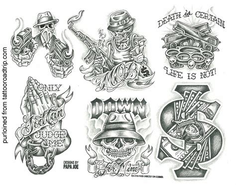 Gangster Tattoo Drawings On Paper