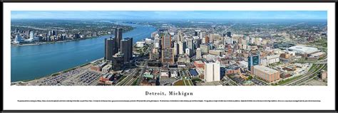 Detroit Skyline Panoramic Picture Framed Skyline Picture Skyline