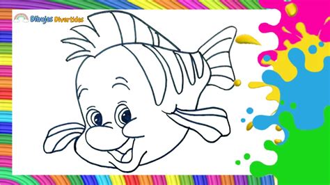 Dibujar Y Colorear A Flounder Dibujos Divertidos Dibujos Para Niños