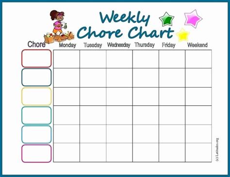 Weekly Chore Charts Template Fresh Gallery Weekly Chore List Best Free