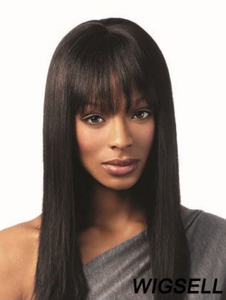 Black Long Wig With Bangs Human Hair African American Wig Uk Cheap